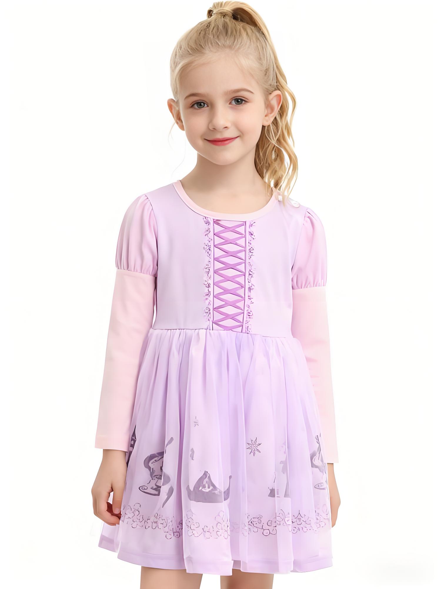 KIDS FRILL HEM TIERED DRESS 4-10 PARTY IN THE PALACE