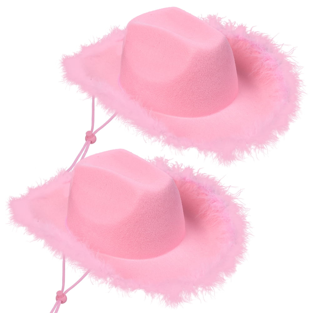 ABUKY 2pcs Pink Cowboy Hat, Women's Western Cowboy Hat, Novelty Cowgirl ...