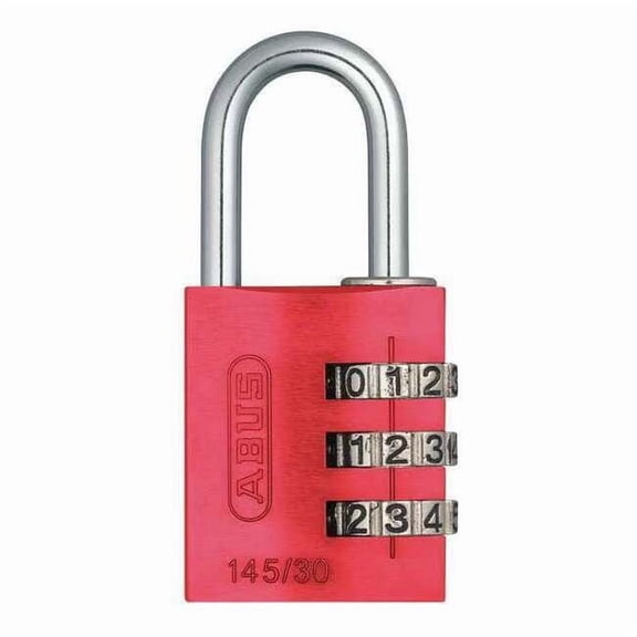 ABUS 145/30 Red Combination Padlock,Side,Black/Silver