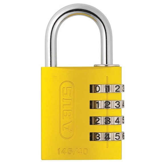 Abus Combination Padlock, Side, Black/Silver 145/40 Yellow