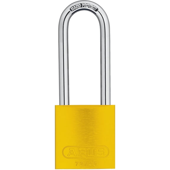 ABUS 72/40HB75 Aluminum Safety Padlock YELLOW KEYED DIFFERENT - Long shackle (3")