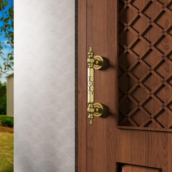 8 inch ABVIN Pure Brass Vintage Door Handle, Antique-Style Heavy-Duty Pull Handle for Main and Front Doors