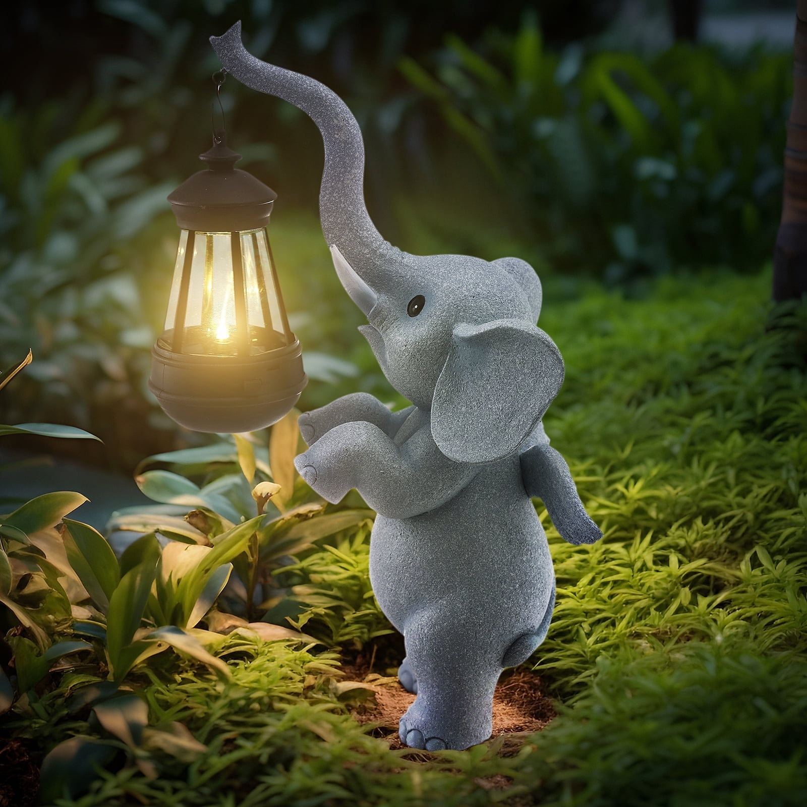 ABWL Solar Elephant Garden Statue,Garden Sculptures & Statues Outdoor Decor