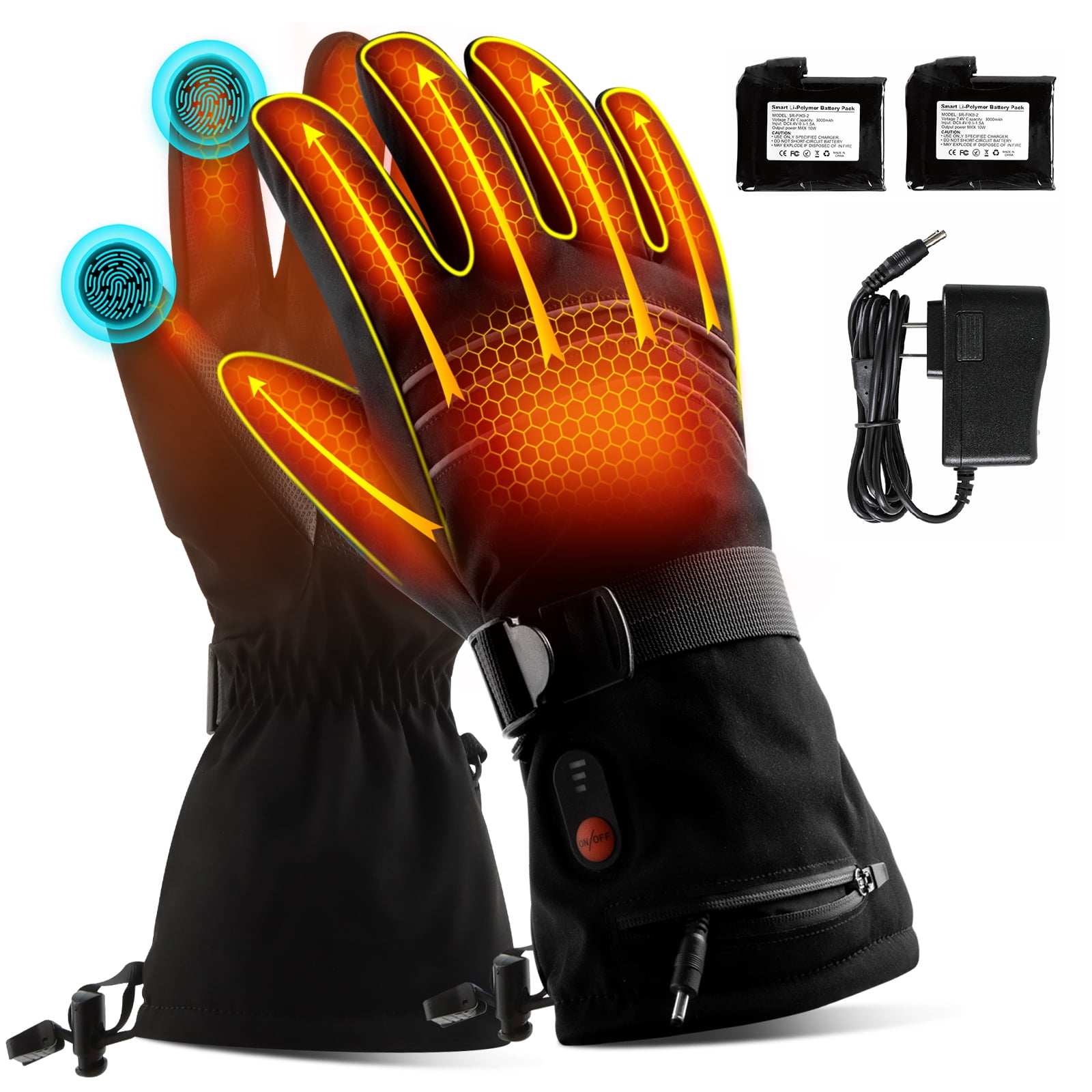 ABXMAS Heated Gloves for Men Women,7.4V 3200 mAh Electric Battery Heated Ski Gloves 3 Heating Level,Waterproof Touchscreen Heating Gloves for Outdoor Work Snowboarding Motorcycle Cycling.