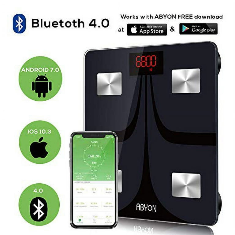 ABYON Bluetooth Smart Digital Weight - Body Fat Scale - Body Composition  Analyzer - iOS & Android APP