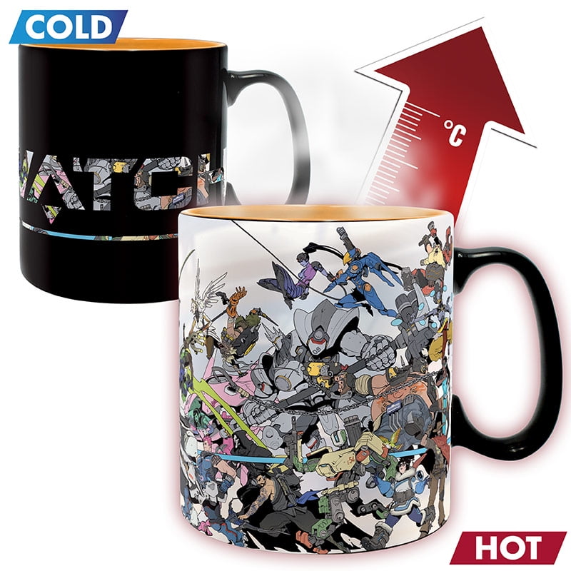 ABYstyle Overwatch Heat Change Mug 16 oz Ceramic Coffee Cup Officially Licensed Video Game Drinkware Color-Changing Mug for Gamers & Fans