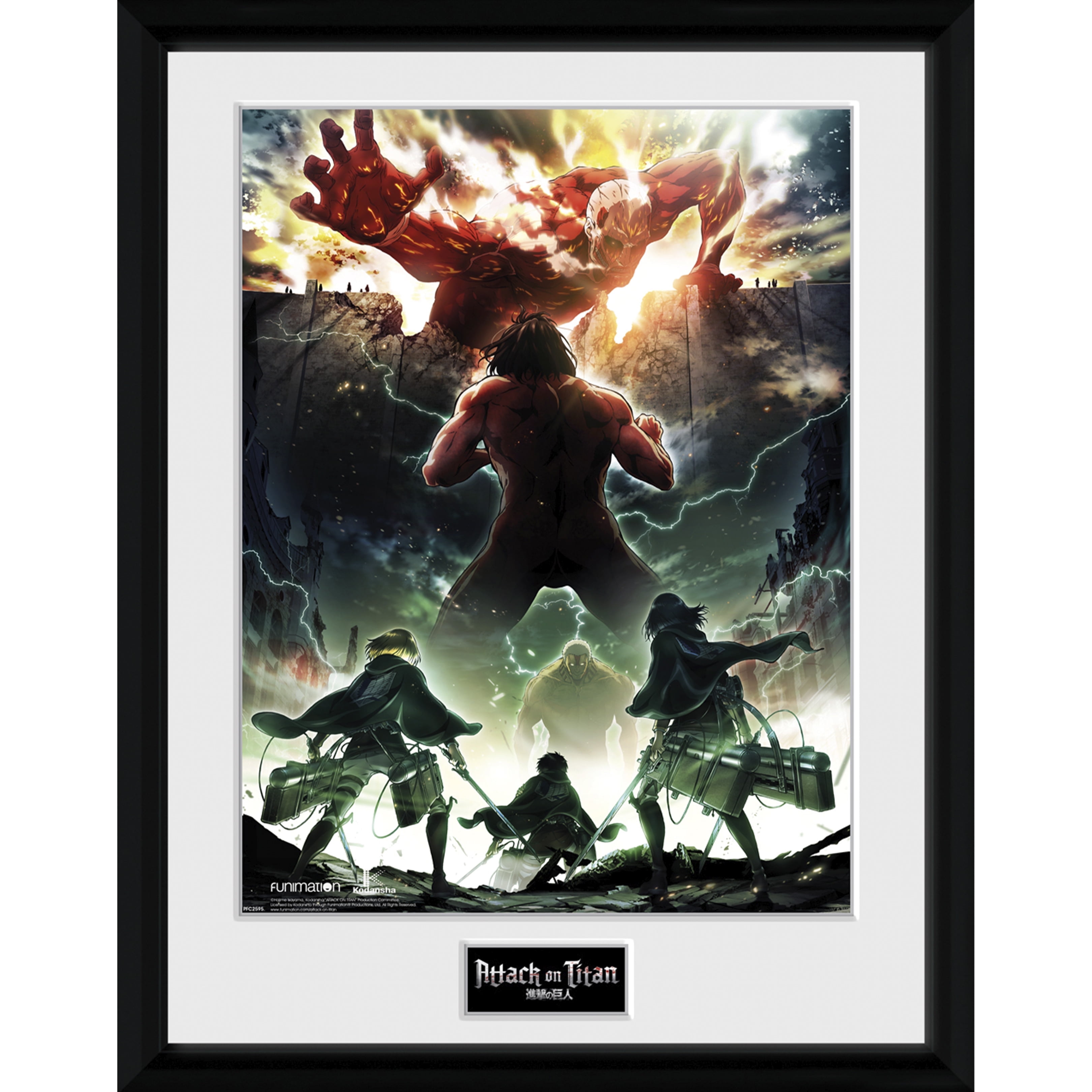 ABYstyle Attack on Titan Season 2 Key Art Framed Poster 12" x 16" Collector Wall Print Official Anime Room Decor Gift for AoT Fans