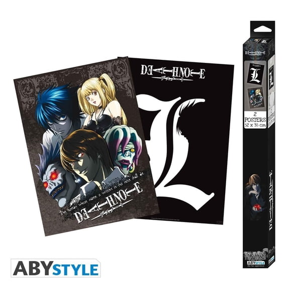 ABYstyle Officially Licensed Death Note Boxed Poster Set | 2 Unframed Mini Posters 15" x 20.5" Featuring Light, Ryuk, L, Misa & Rem – Anime Wall Art for Bedroom or Office