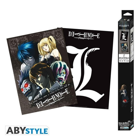 ABYstyle Officially Licensed Death Note Boxed Poster Set | 2 Unframed Mini Posters 15" x 20.5" Featuring Light, Ryuk, L, Misa & Rem Anime Wall Art for Bedroom or Office
