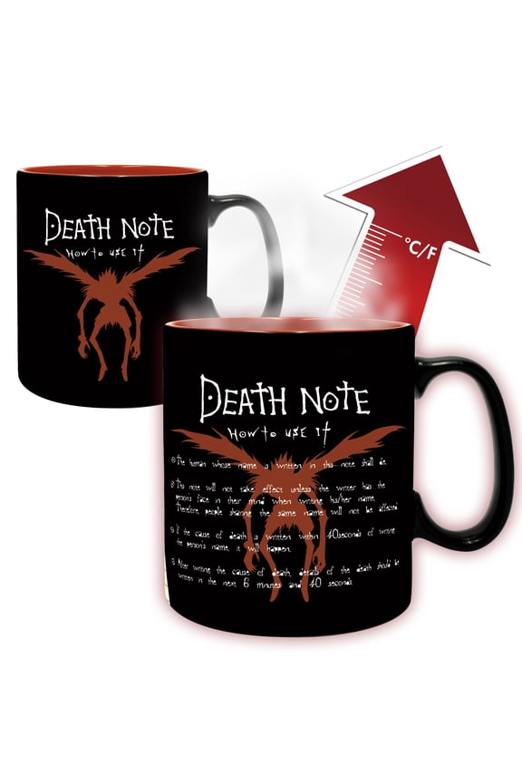 Death Note Heat Change Mug 16 Oz Ceramic Coffee Cup Featuring Light & L Anime Manga Drinkware & Gift