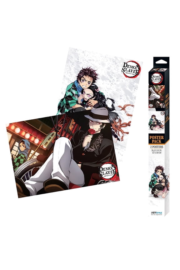 Officially Licensed Demon Slayer Boxed Poster Set 15" x 20.5" Includes 2 Mini Posters Anime Manga Wall Art Prints for BedroomOffice Room Decor