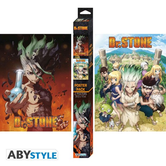 ABYstyle Dr. Stone Unframed Boxed Poster Set 15" x 20.5" Featuring Senku, Chrome, Kohaku & more Anime Manga Wall Art Room Decor Prints for Bedroom Gift