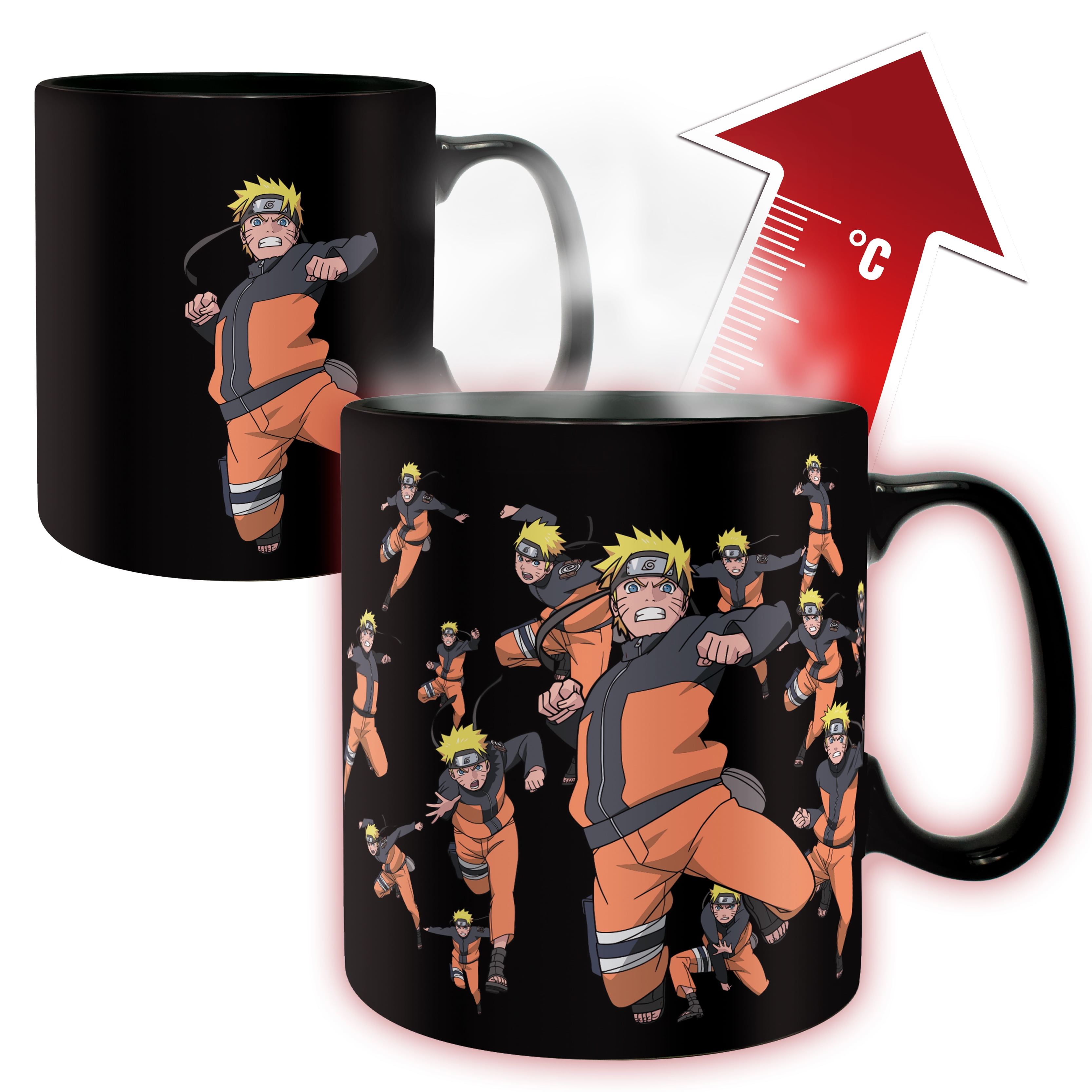 ABYstyle Naruto Shippuden Heat Change Mug Multicloning Naruto 16 Fl Oz Anime Manga Drinkware Home & Kitchen Merch