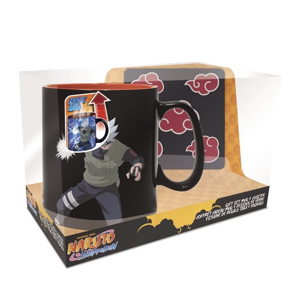 ABYstyle Naruto Shippuden Sharingan Heat-Change Mug & Coaster Set 16oz Color-Changing Ceramic Cup Official Anime Gift