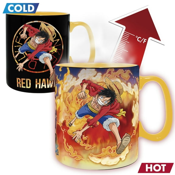 ABYstyle Officially Licensed One Piece Luffy and Sabo Magic Heat Change Ceramic Coffee Tea Mug 16 Oz. Drinkware Home & Kitchen Merch Gift