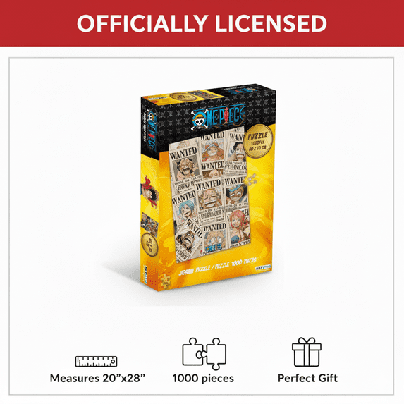 ABYstyle Officially Licensed One Piece Wanted Poster 1000 Pcs. Jigsaw Puzzle Home Enthusiasts Family- Friendly Activity