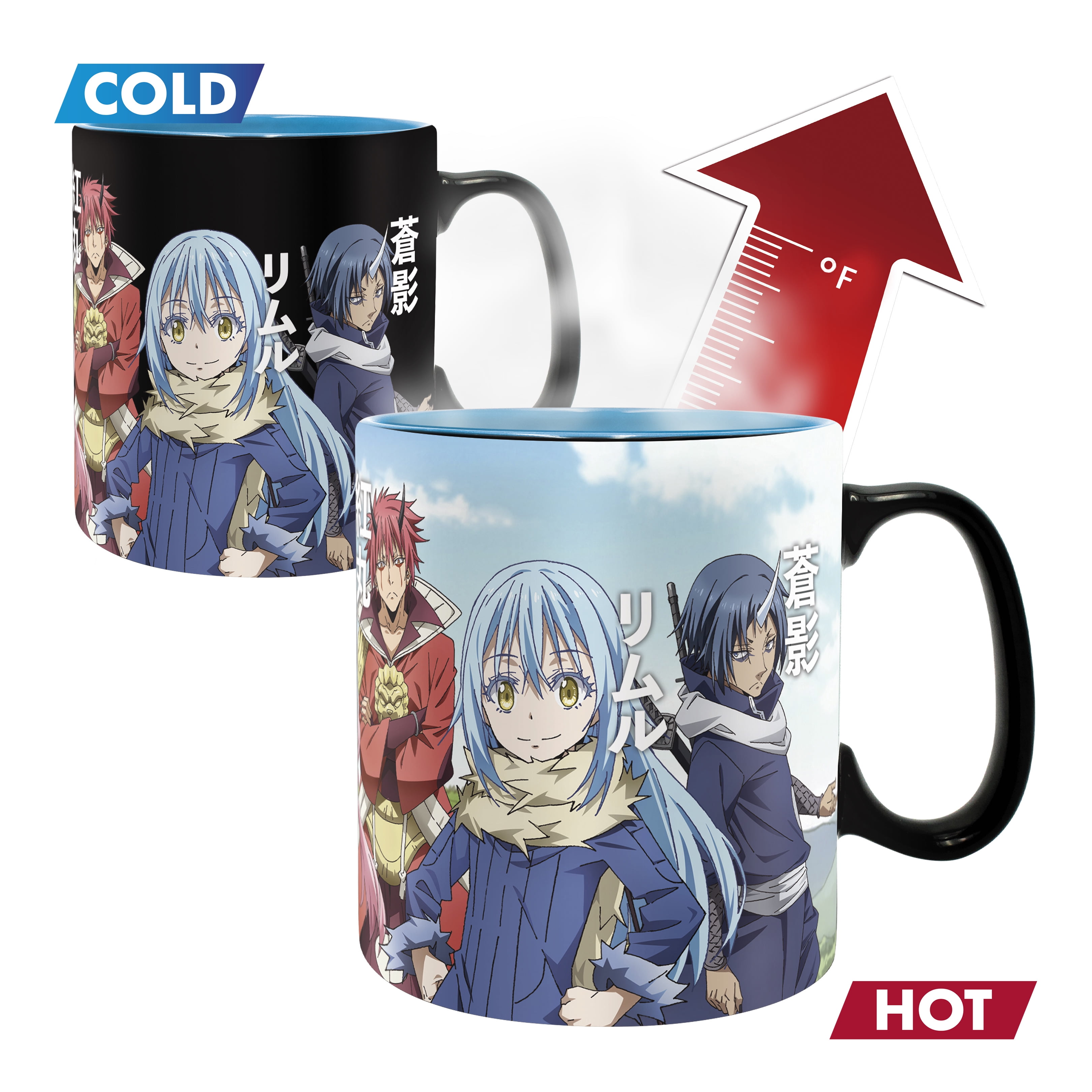 Black Ceramic Heat Change Mug with Anime Characters, 16 Oz