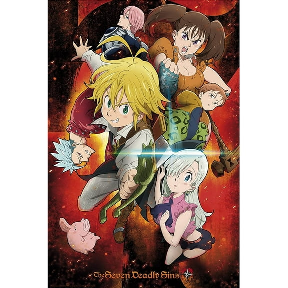 ABYstyle Officially Licensed The Seven Deadly Sins "The Sins" Poster | 36"x24" Wall Art, Home Room Office Anime Decor Gift
