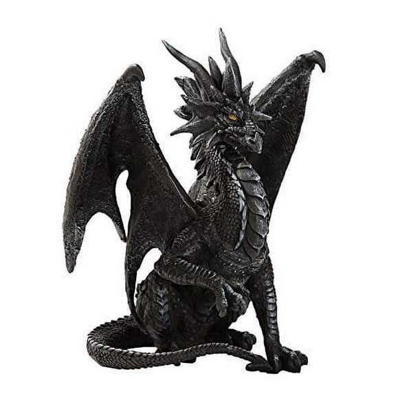 ABZ Brand Fantasy Medieval Winged Color Standing Dragon Figurines 8 inches Tall (Black)
