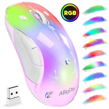 ABigDay Wireless Mouse, Rechargeable with 9-Color Backlight, 1400 DPI, 2.4G USB, 5 Buttons, Long Battery Life, Wide Compatibility for PC, Laptop, Mac, PS5, and Tablet