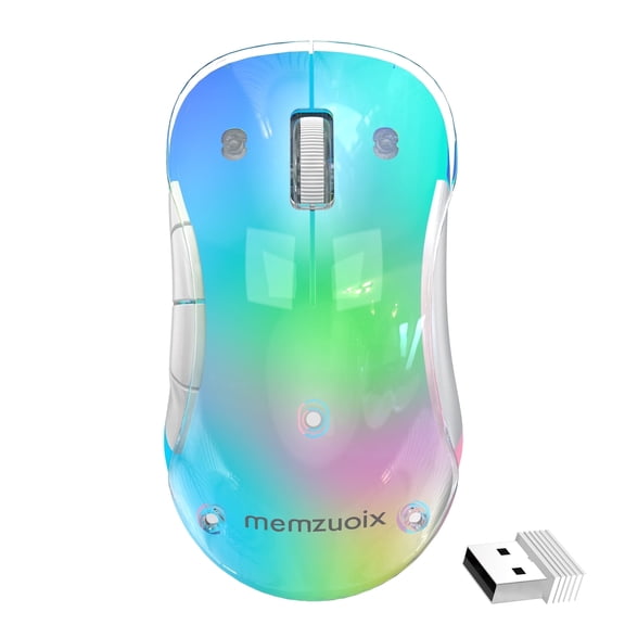Wireless Mouse, Customizable Mouse Shell, Rechargeable with 9-Color Backlight, 1400 DPI, 2.4G USB, 5 Buttons, Long Battery Life, Wide Compatibility for PC, Laptop, Mac, PS5, and Tablet(Blue)
