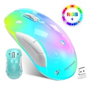 LED Wireless Mouse Rechargeable Gaming Mouse with 9 Color LED Lights,Computer Mice Customizable Mouse Shell,2.4G USB Rec