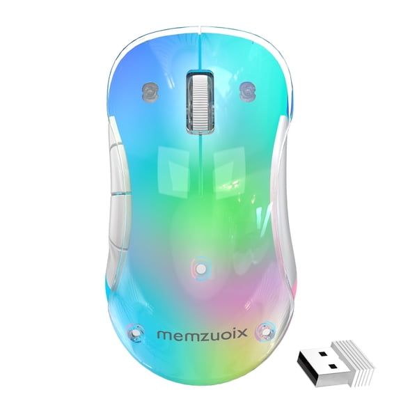 Wireless Mouse, Customizable Mouse Shell, Rechargeable with 9-Color Backlight, 1400 DPI, 2.4G USB, 5 Buttons, Long Battery Life, Wide Compatibility for PC, Laptop, Mac, PS5, and Tablet(Blue)