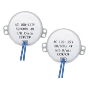 AC 100-127V Synchronous Motor 5-6RPM 50-60HZ CCW/CW 4W Double Flat Male Shaft Low Consumption Low Noise Motors for Electric Fan Heater Handicrafts, 2 Pcs