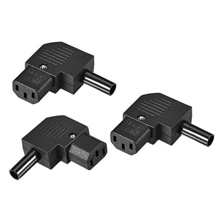 AC 110-250V 10A Female IEC320 C13 Power Socket Adapter Connector Right Angle 3 Pcs