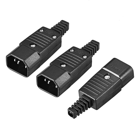 AC 110-250V 10A Male IEC320 C14 Power Socket Adapter Connector 3-Terminal Panel Mount 3 Pcs