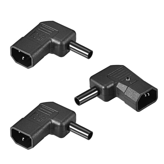 AC 110-250V 10A Male IEC320 C14 Power Socket Adapter Receptacle Connector Right Angle 3 Pcs
