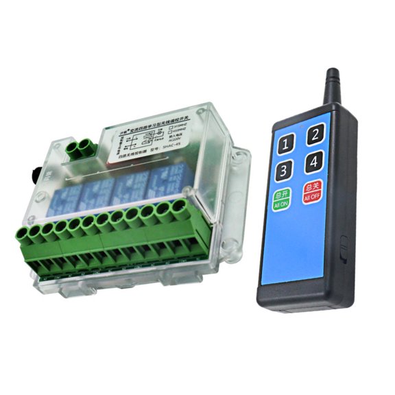 AC 110-275V Wireless Receiver Controller for Industrial Control 4 Relay Outputs, Supports Motor Forward/Reverse