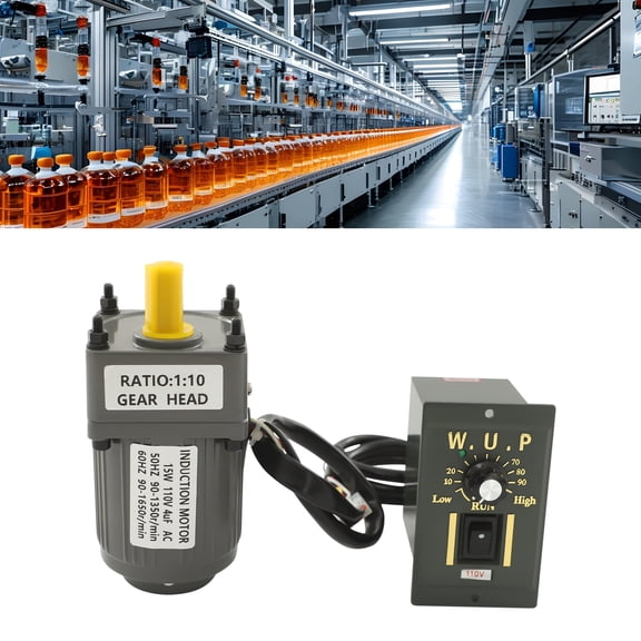 AC 110V 15W Grey AC Electric Gear Motor Variable Speed Controller 1:10 125RPM for Automation Industry
