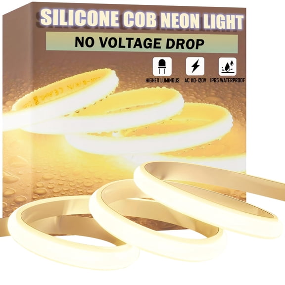 AC 110V COB LED Neon Rope Light, IP65 Waterproof Outdoor Strip Light, 3000K Warm White  6000K Cool White, CRI 90+ Super Bright for Garden, Patio  Landscape Decor