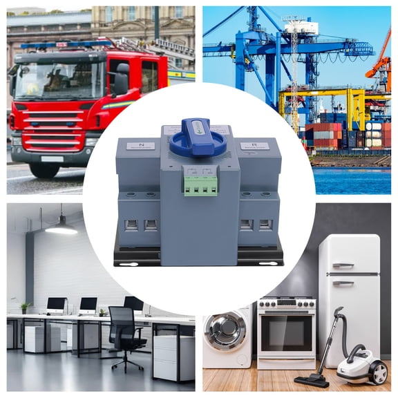 AC 110V Dual Power Automatic Transfer Manual Switch Changeover Generator 2P/63A Grayish Green 6.1*5.31