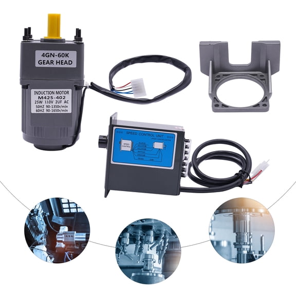 110V AC Electric Gear Motor & Variable Speed Reduction Controller 1:60 90-1350r/