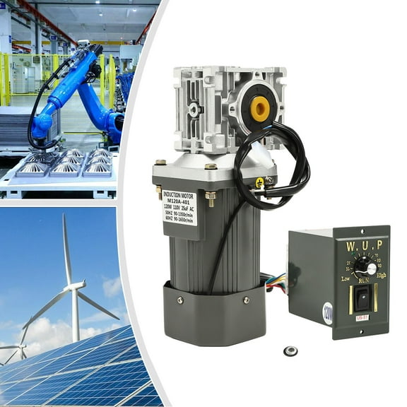 AC 110V Worm Gear Motor with 120W Power Reducer Gearbox Speed Controller High Torque RV30 1650Rpm used in Advertising, Office, Petrochemical, Instrumentation