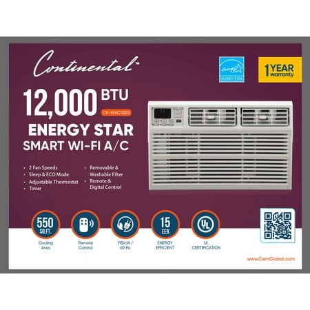 Continental Electric 12,000 BTU Smart Wi-fi Energy Star Air Conditioner