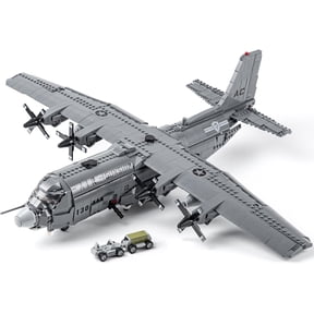 AC-130 Gunship Airplane Building Blocks 1713PCS WW2 Plane Model Kit | 25.4"L WW2 Model with Int Structure, Retract Gear & Props, Printed Decal ABS, Display Decor for Military Fans & Adults 14+