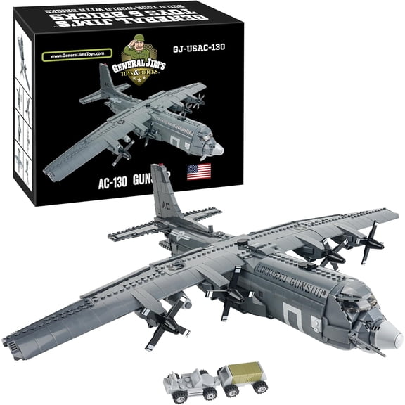 AC-130 Hercules Gunship Building Block Set  1,713 Pieces  Detailed Ground-Attack Aircraft Model Bricks Set - Compatible with Major Brands