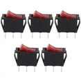 thumbnail image 1 of AC 16A/250V 20A/125V Red Light Illuminated On Off SPST Boat Rocker Switch x 5 Pcs, 1 of 3