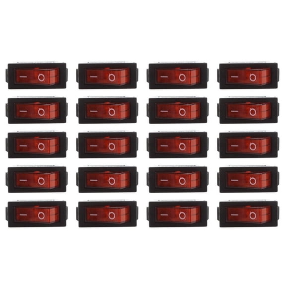 AC 16A/250V 20A/125V Red Light Illuminated on SPST Boat Rocker Switch X 20 Pcs