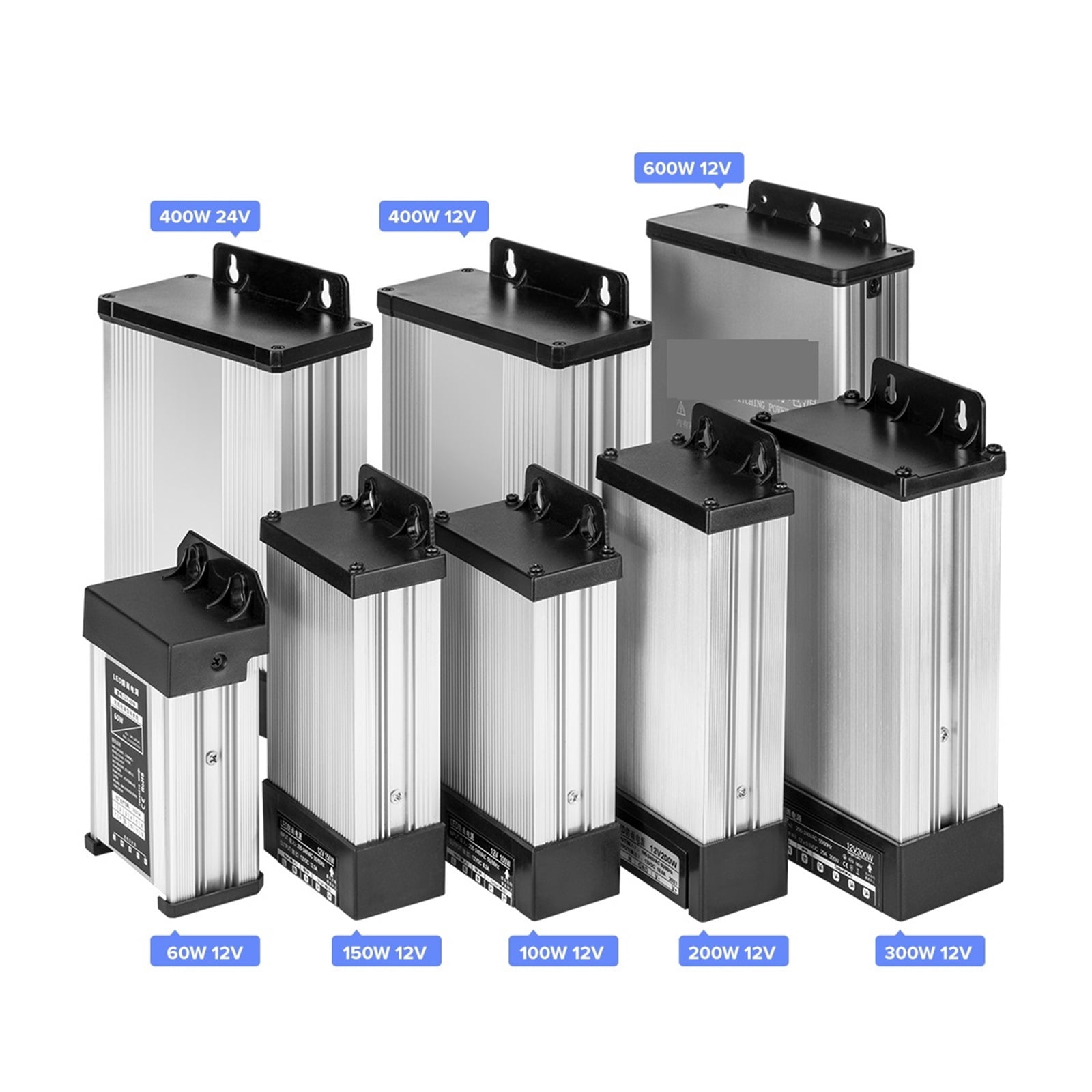 AC 180-240 To DC12V 24V IP65 Rain-proof Power Supply Transformer, Adapter For LED Strip Lights, 60W 100W 150W 200W 300W 400W 600W