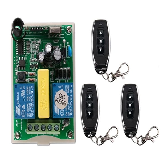 AC 220V 2 CH 2CH RF Wireless Remote Control Switch Receiver + Transmitter Tubular Motor Garage Door Projection Screen Shutters