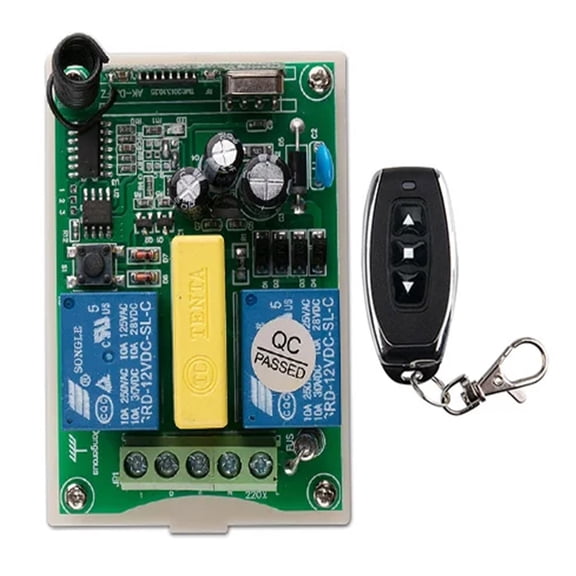 AC 220V 2 CH 2CH RF Wireless Remote Control Switch Receiver + Transmitter Tubular Motor Garage Door Projection Screen Shutters