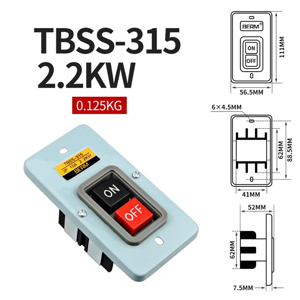 AC 220V/380V Push Button Switch On/Off Switch 3-Phase Self-locking ...