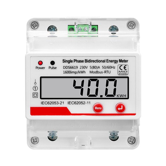 AC 230V 4P Single Phase Bidirectional Electricity  Meter KWH with RS485 Modbus RTU Communication Power Consumption