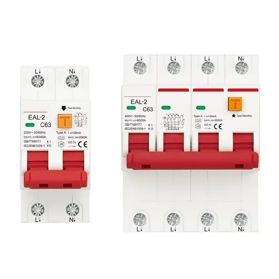 AC 2P 230V 4P 400V A Type RCBO RCCB MCB Electronic Residual Current Circuit Breaker Over Short Current 30mA Leakage Protection
