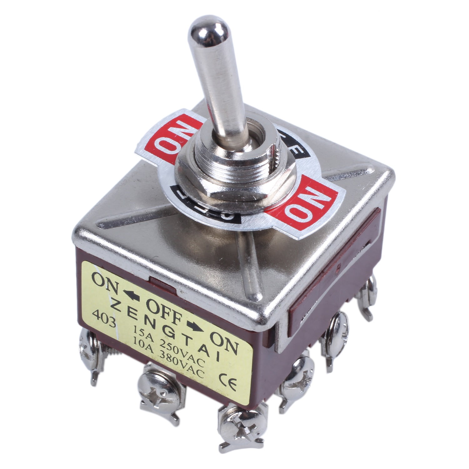 AC 380V 10A ON/OFF/ON 3 Positions 12 Pin Latching Toggle Switch 4PDT ...