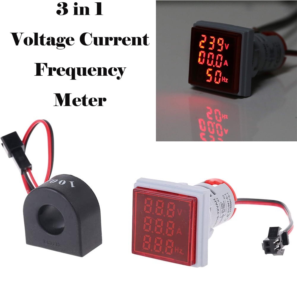 AC 60500V 110V 220V Ammeter Voltmeter HZ Hertz Frequency Meter 22mm